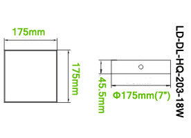 18W DL-HQ-203-18W Panel LED light Square Length 175mm Height 45.5mm PVC Acrylic Cover Cabinet LED Downlight